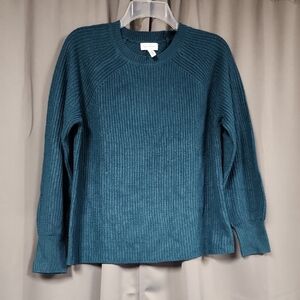 Teal Ribbed Knit Sweater